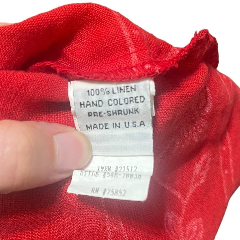 Vintage Heaven 100% Linen Maxi Dress Red Floral Hawaiian Sleeveless Women Medium - Picture 7 of 8